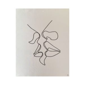 Tableau brodé dessin minimaliste couple